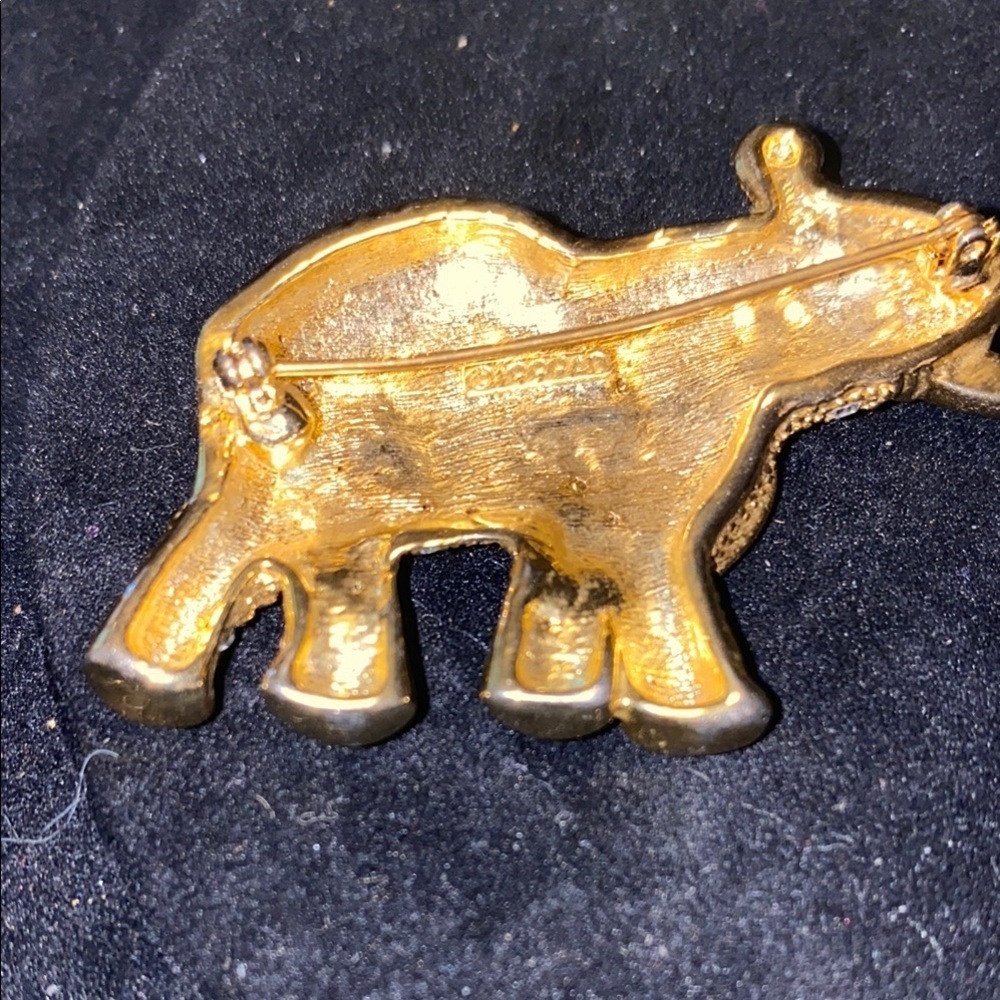 Gold Elephant Brooch with Rhinestones signed 1999AD - Picture 2 of 6